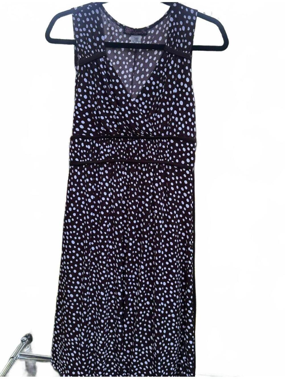 Y2K Boho Volume 1 Brown Polka Dot Babydoll Style Midi Dress Size M